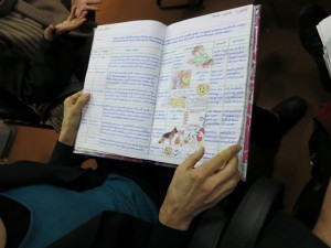 This is a teacher plan book example. I love how visual and detailed it is! At this school, teachers paste student work samples right into the book.