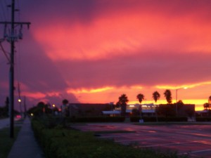 Taken from a school parking lot at sunset after a storm.