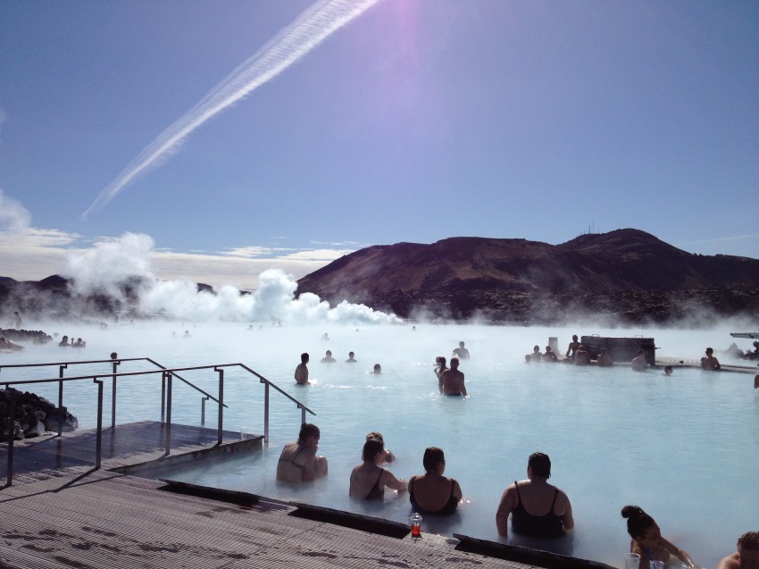 The famous Blue Lagoon. The water is that beautiful color because of the mineral content. It’s wonderful for your skin (not so much for your hair.) When the wind blows, the steam floats up and over the water, creating an ethereal effect. We stayed for hours soaking in the warm water and sitting in the steam baths.