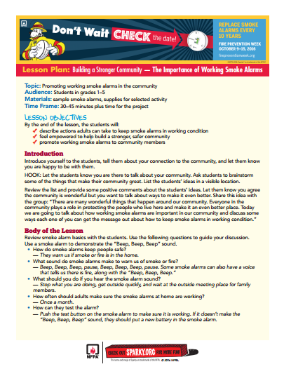 sparky-fire-prevention-lesson-plan