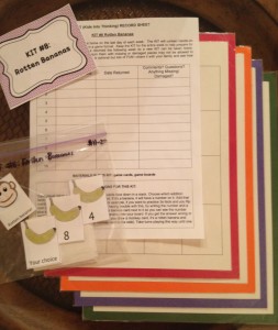 KIT #8 uses special banana and monkey game cards.