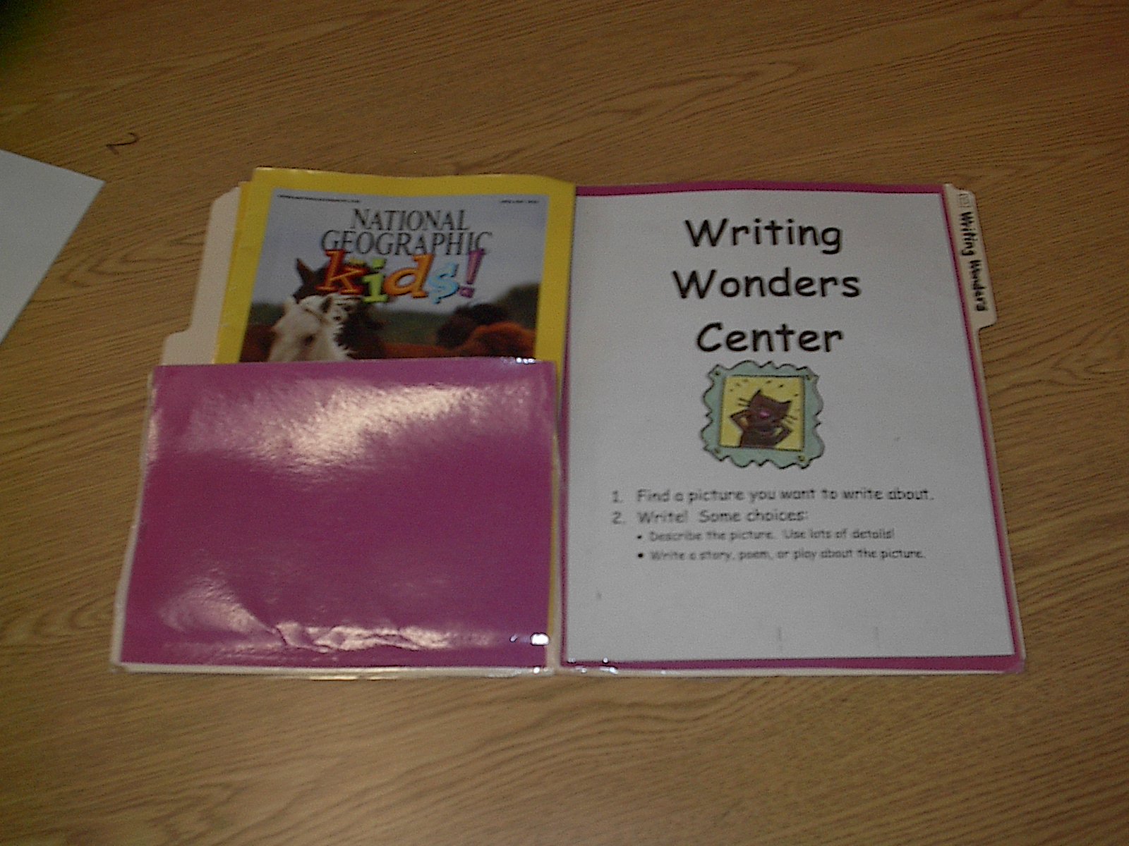 Writing Wonders: In Picture Smart, students use photos and drawings as an inspiration for their writing. They can also be given specific tasks, such as writing five verbs they see, ten adjectives for a picture they think is pretty or interesting, creating captions or headlines, a dialogue with quotation marks for two people in an ad, etc.